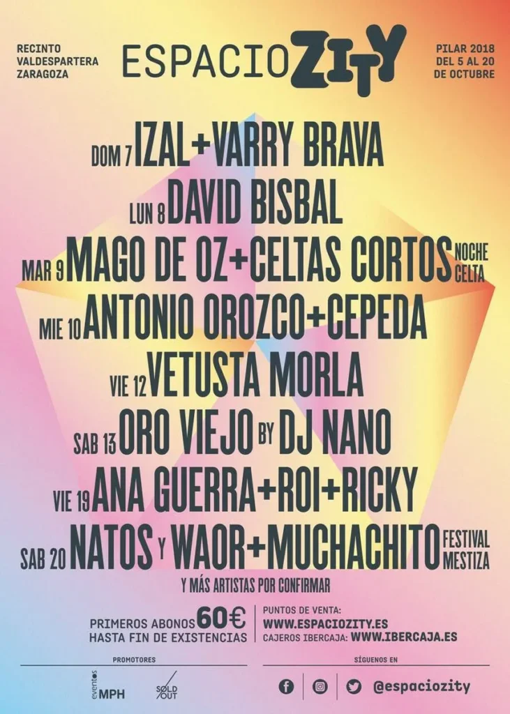 Espacio Zity - Programación musical del Espacio Zity Valdespartera para estas Fiestas del Pilar de Zaragoza 2018