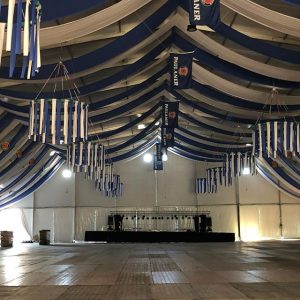 Fiestas del Pilar 2018 en el Recinto Ferial Valdespartera - Estado de montaje de la carpa de la fiesta de la cerveza Valdespartera, Oktoberfest Valdespartera