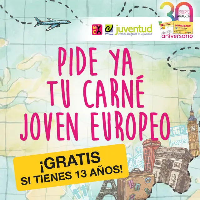 Logo del Carné Joven Europeo con motivo del aniversario 30