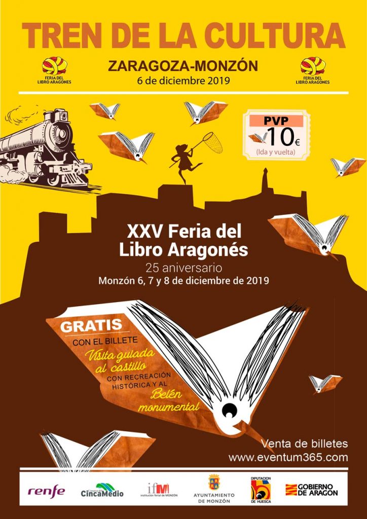 Tren de la cultura de Zaragoza a Monsón para visitar la XXV Edición de la Feria del Libro Aragonés
